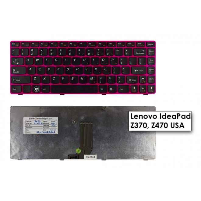 Lenovo IdeaPad Z370 pink US angol Laptop billentyűzet