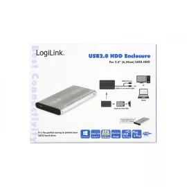   LogiLink 2.5 inch SATA-USB külső winchester keret (szürke) (UA0041A)