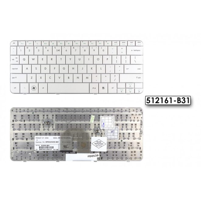 HP Pavilion DV2-1000, DV2-1100, DV2-1200 US angol fehér billentyűzet, 512161-B31