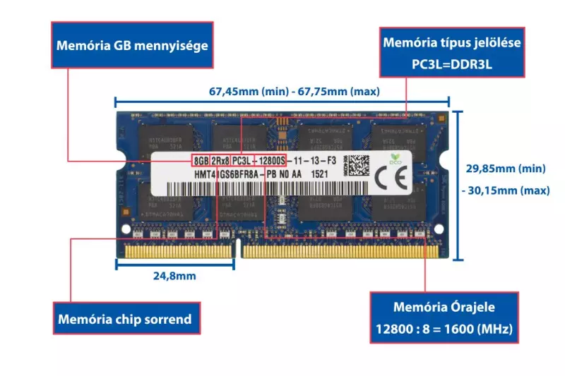 Asus X555 X555UA 8GB DDR3L (PC3L) 1600MHz - PC12800 laptop memória