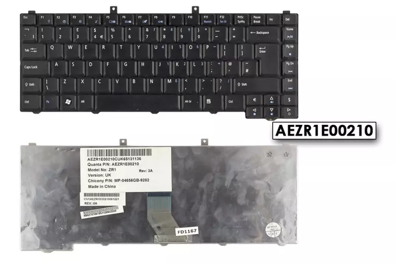 Acer Aspire 1654 fekete UK angol laptop billentyűzet