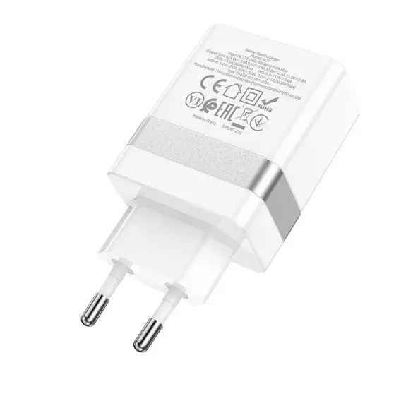 hoco. N21 gyorstöltő, PD & QC csatlakozó + 1m USB-C kábel, fehér (N21)