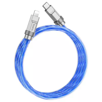 hoco. U113 iPhone, iPad 1 méteres USB-C-lightning szilikon adat és töltő kábel (gyorstöltő), kék, 20W