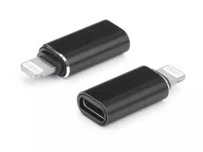 USB-C (Type-C) to Lightning OTG (On-the-Go) adapter, átalakító fekete