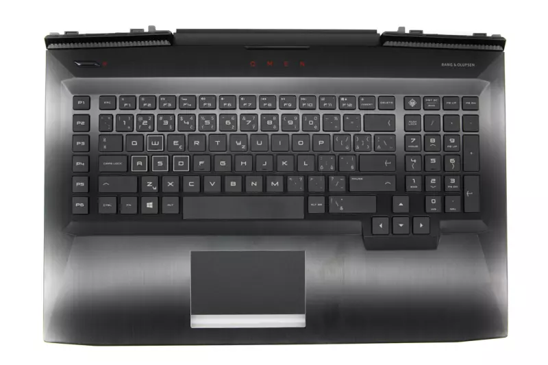 HP Omen 17T-AN0, 17-AN102x, AN-105TX gyári új cseh-szlovák háttér-világításos fekete-fehér billentyűzet modul touchpaddal (150W, kis Center-Pin nyílás) (L14994-FL1)