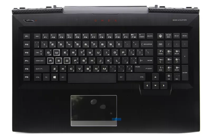 HP Omen 17T-AN100, 17-AN1 gyári új fekete-fehér  arab angol háttér-világításos billentyűzet modul touchpaddal (230W, nagy Center-Pin DC nyílás) (L14992-171)