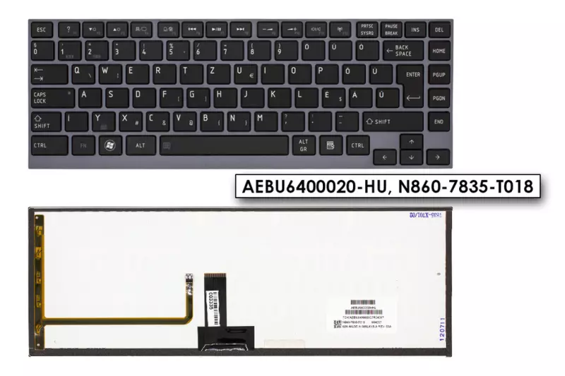 Toshiba Satellite U900 ezüst-fekete magyar laptop billentyűzet