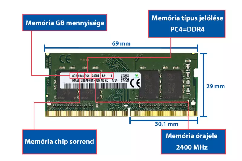 8GB DDR4 2400MHz laptop memória