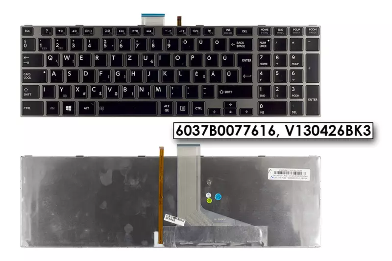 Toshiba Satellite S955D szürke magyar laptop billentyűzet