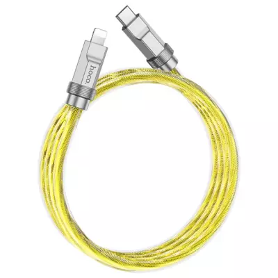 hoco. U113 iPhone, iPad 1 méteres USB-C-lightning szilikon adat és töltő kábel (gyorstöltő), sárga, 20W