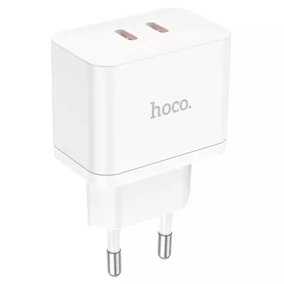 Hoco N29 Triumph PD 35W hálózati töltő, 2 db USB-C port, USB-C/USB-C kábellel, fehér (N29)