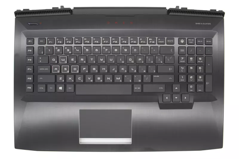HP Omen 17T-AN100, 17-AN1 gyári új fekete-fehér  orosz háttér-világításos billentyűzet modul touchpaddal (230W, nagy Center-Pin DC nyílás) (L14992-251)