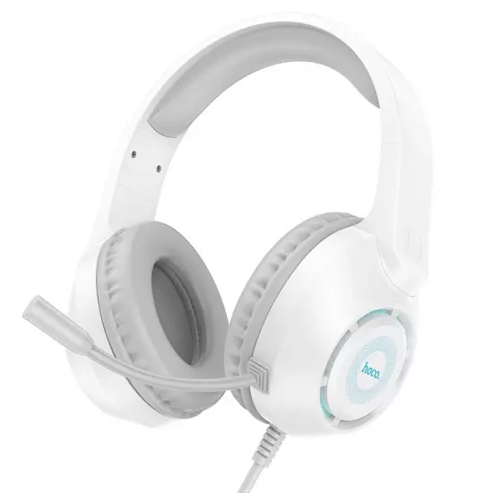 hoco. W108 Sue fehér vezetékes RGB világítós gamer headset, fejhallgató (W108)