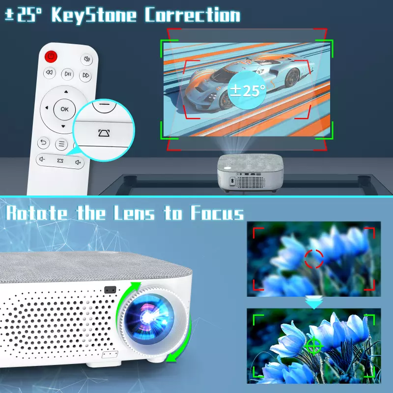 Projector TV G1 Full HD LED Projektor Natív 1920x1080p | WiFi | BlueTooth 5.0 | Android 9.0 | 180 ANSI Lumen | MAGYAR nyelvű menüvel