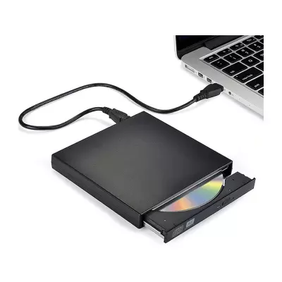 Fekete SLIM USB külső DVD író és olvasó, Audió zene CD-t is olvas (8xDVD írás, 24xCD írás)