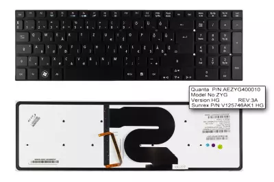 Acer Aspire 5951G fekete magyar laptop billentyűzet
