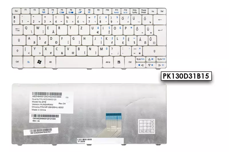 Acer Aspire ONE 522 fehér magyar laptop billentyűzet