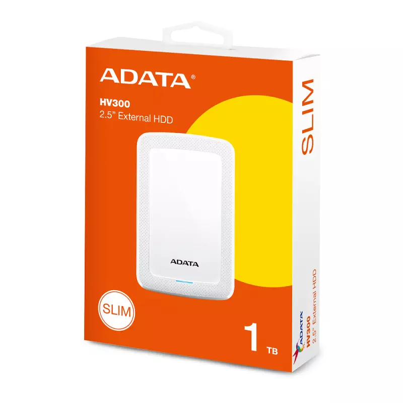 ADATA  HV300 1TB Slim USB 3.2 fehér külső winchester (AHV300-1TU31-CWH)