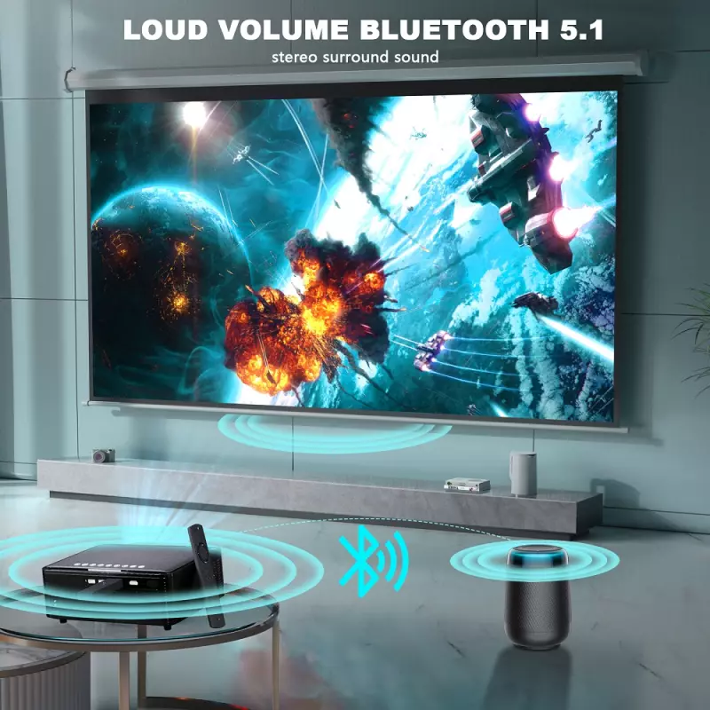 Projector TV X5 Full HD LED Projektor Natív 1920x1080p | WiFi | BlueTooth 5.0 | fekete | 250 ANSI Lumen | MAGYAR nyelvű menüvel