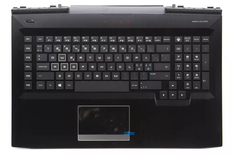 HP Omen 17T-AN100, 17-AN1 gyári új fekete-fehér  svéd/finn háttér-világításos billentyűzet modul touchpaddal (230W, nagy Center-Pin DC nyílás) (L14992-DH1)