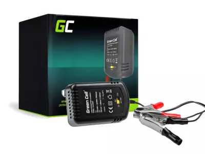 Green Cell Hordozható 2/6/12V 600mA-es akkumulátor tesztelő és töltő, fekete (ACAGM05)