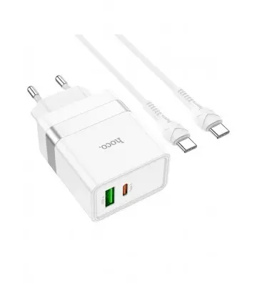 hoco. N21 gyorstöltő, PD & QC csatlakozó + 1m USB-C kábel, fehér (N21)
