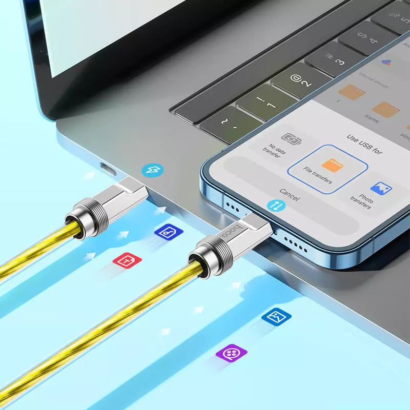 hoco. U113 iPhone, iPad 1 méteres USB-C-lightning szilikon adat és töltő kábel (gyorstöltő), szürke, 20W