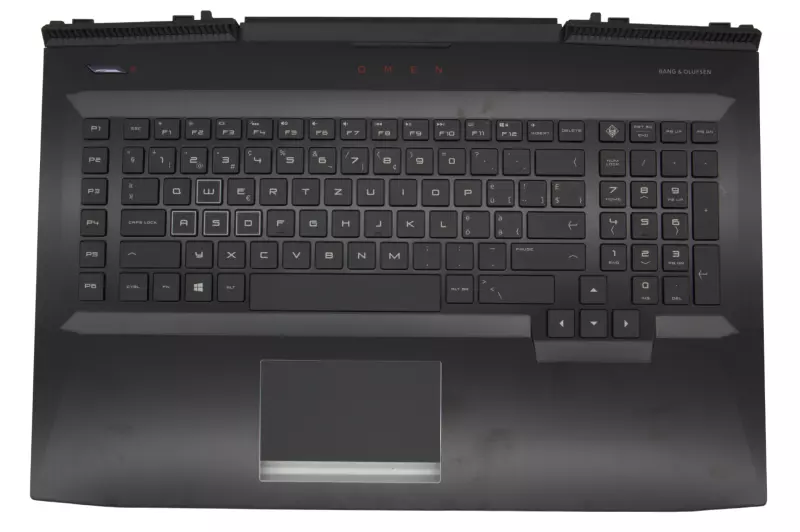 HP Omen 17T-AN100, 17-AN102X gyári új svájci fekete-fehér háttér-világításos billentyűzet modul touchpaddal (150W, kis Center-Pin nyílás) (L14994-BG1)