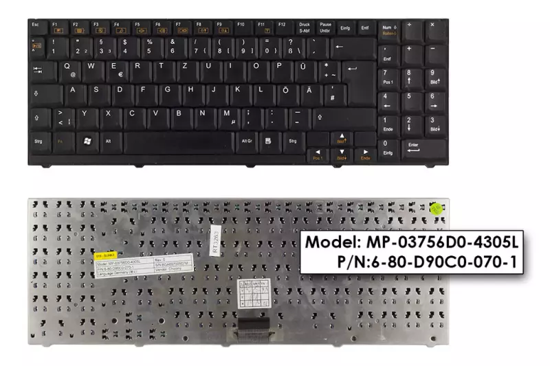 Albacomp Activa, Clevo D470V, D9000T, M67SU használt NÉMET fekete laptop billentyűzet (MP-03756D0-4305L)