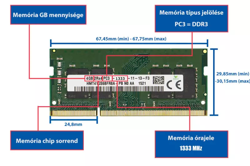 Lenovo IdeaPad G580A 4GB DDR3 1333MHz - PC10600 laptop memória
