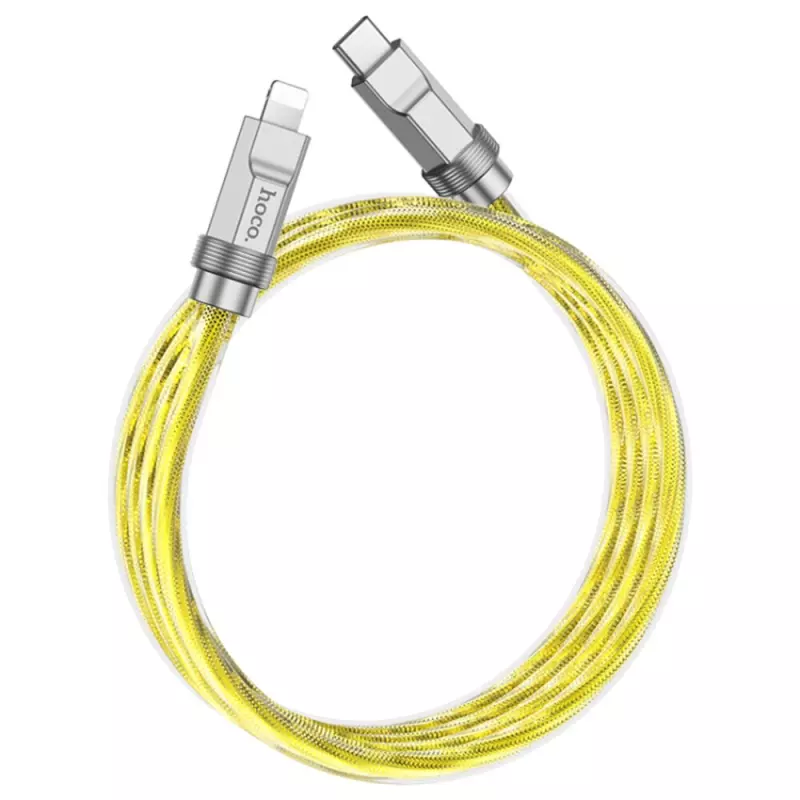 hoco. U113 iPhone, iPad 1 méteres USB-C-lightning szilikon adat és töltő kábel (gyorstöltő), sárga, 20W