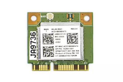 RTL8723BE1T1R gyári új Mini PCI-e (half) WiFi (802.11bgn) és Bluetooth 4.0 kártya HP (753077-001)