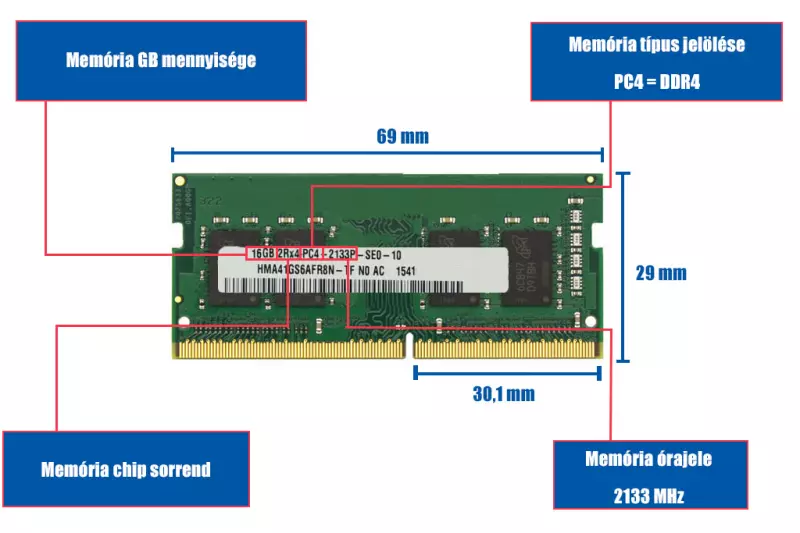 16GB DDR4 2133MHz új laptop memória