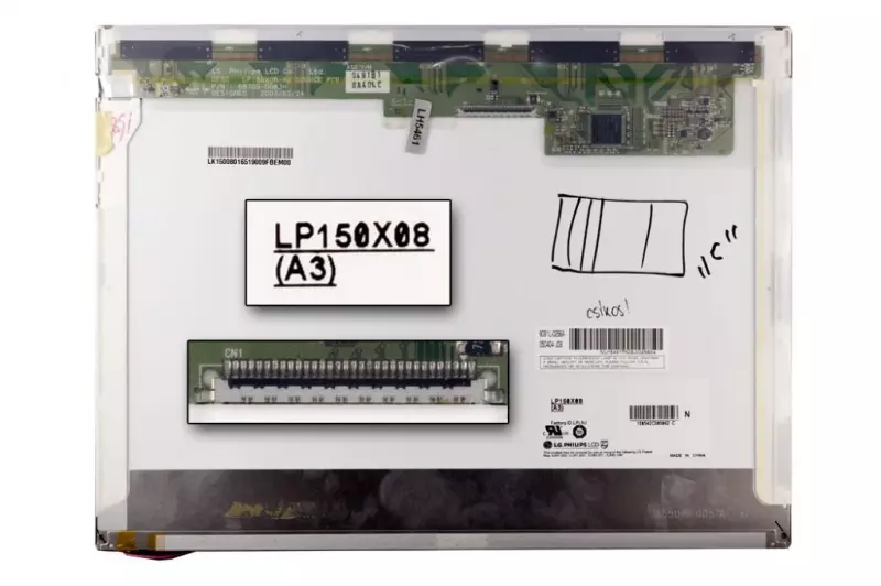 LG LP150X08-A3 XGA 1024x768 használt ''C'' kategóriás matt kijelző