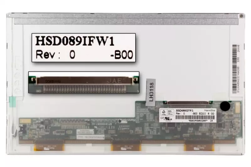 Gyári új matt 8.9'' (1024x600) LED kijelző (csatlakozó 30 pin - bal) HSD089IFW1