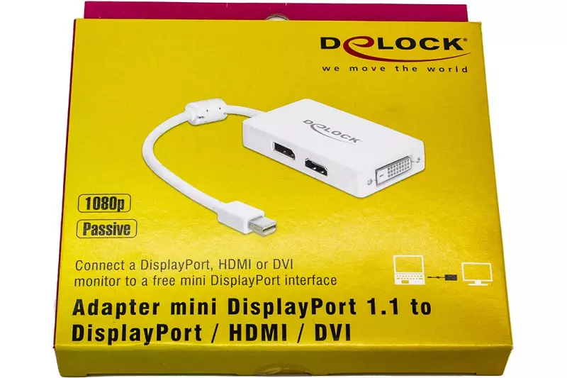 Delock mini DisplayPort (apa) - HDMI / DisplayPort / DVI-D (anya) átalakító (61768)