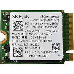 SK hynix 256GB BC711 M.2 PCIe NVME SSD meghajtó kártya, (2230) (HFM256GD3GX013N)