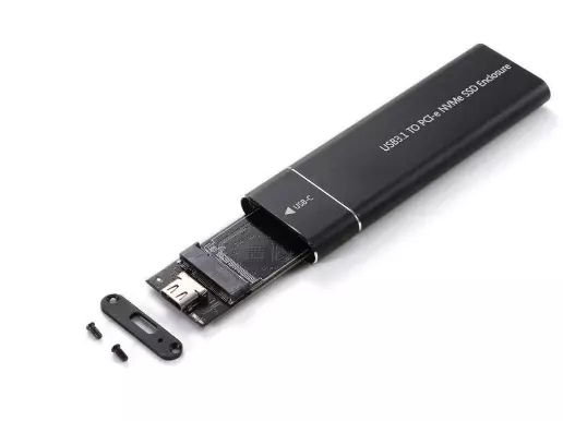 M.2 (NVME) SSD-hez külső fém ház Type-C (USB-C) és USB 3.1 kábellel (támogatott SSD méret: 2230, 2242, 2260, 2280)