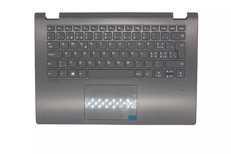 Lenovo IdeaPad Yoga 530-14IKB szürke színű gyári új svájci billentyűzet modul + touchpad, ujjlenyomat-olvasó (5CB0R08622)