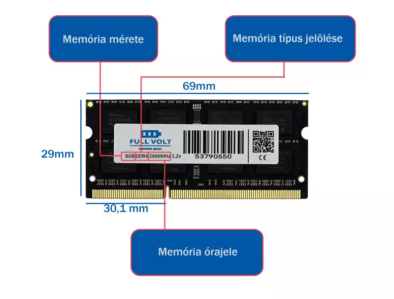 FULL VOLT 8GB DDR4 2666MHz laptop memória