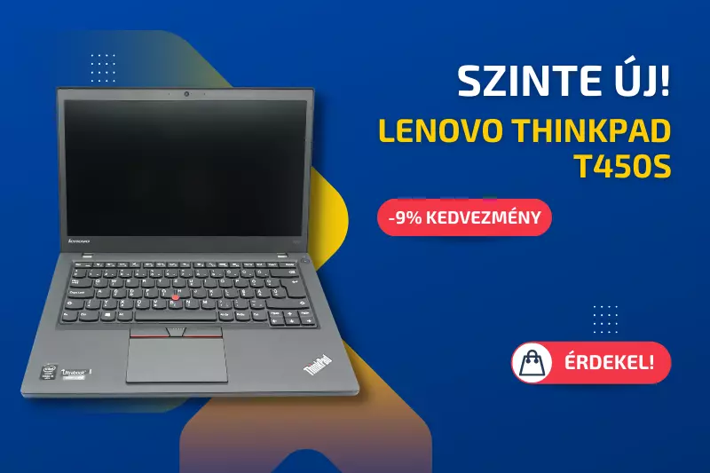 Lenovo ThinkPad T450S | 14,1 colos kijelző | Intel Core i5-5300U | 8GB memória | 256GB SSD | Windows 10 PRO + 2 év garancia!