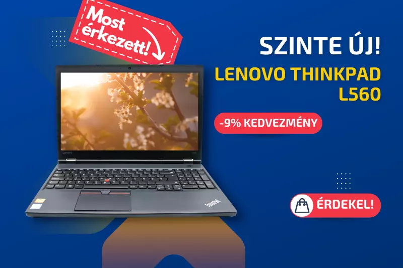 Lenovo ThinkPad L560 | 15,6 colos Full HD kijelző | Intel Core i5-6200U | 8GB memória | 240GB SSD | Magyar billentyűzet | Windows 10 PRO + 2 év garancia!