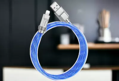 hoco. U113 Solid iPhone, iPad 1 méteres USB-lightning szilikon adat és töltő kábel (gyorstöltő), kék (U113)