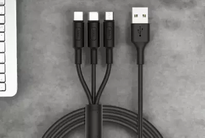 hoco. X25 Soarer 3-in-1 USB telefon és tablet töltőkábel 1 méter, fekete, Lightning, microUSB, USB-C (X25)