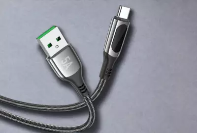hoco. S51 Extreme USB/Type-C 1.2 méteres adat és töltő kábel (gyorstöltő), teljesítménymérővel (S51)