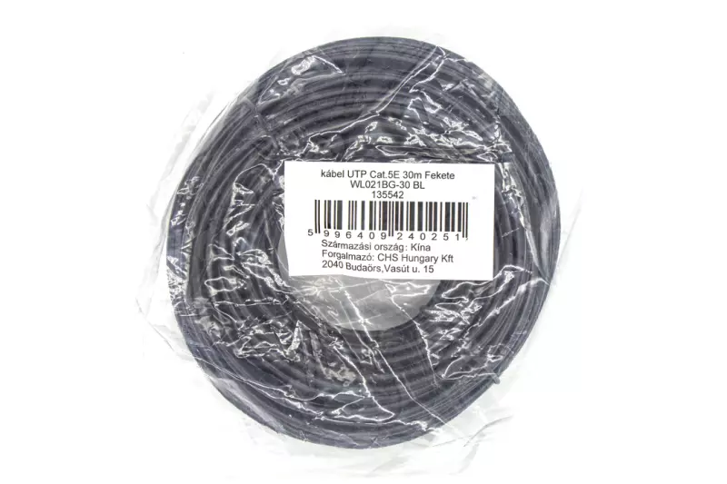 30m CAT.5E fekete UTP Patch kábel, WL021BG-30 BL
