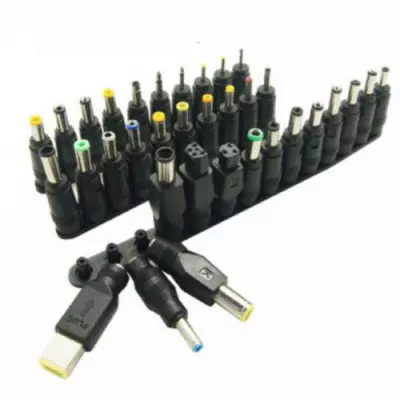 37 darabos DC adapter PLUG átalakító szett 3db kábellel, labortápegységhez és univerzális töltőhöz