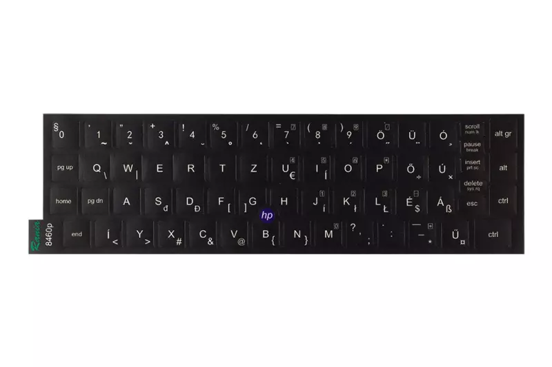 3M fekete kopásálló gyári minőségű magyar bevonat fehér betűvel, HP EliteBook 8460p, 8460w 