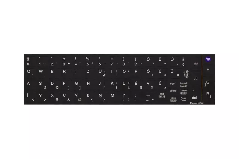 3M fekete kopásálló gyári minőségű magyar bevonat HP fehér betűvel trackpointos és anélkül verziókhoz, H-001