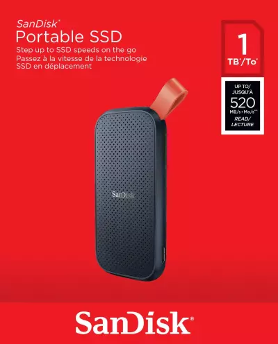SanDisk Portable Külső SSD, 1TB, USB 3.2 Type-C